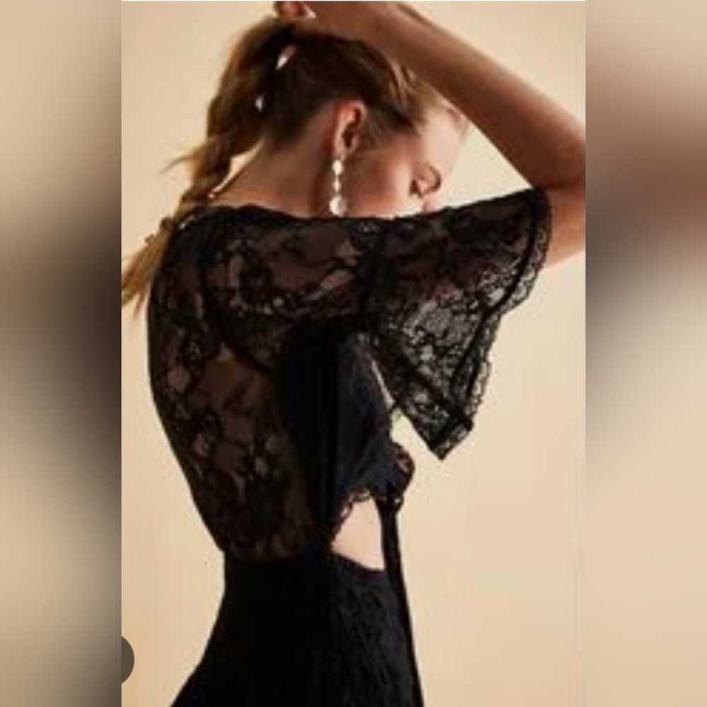 Free People Lala Lace Mini Dress Black Size Medium NWT - Picture 4 of 13